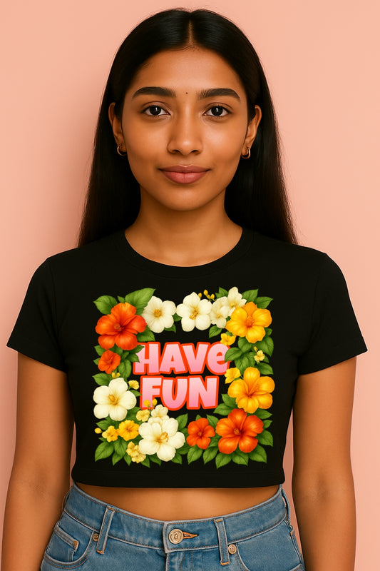 "Have Fun" Tropical Bloom Crop Top